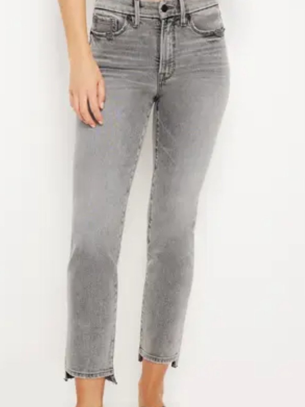 Good American Grey Ankle Straight Jeans